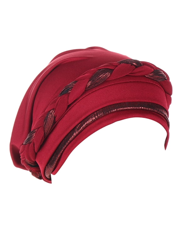 Women's Fashion Short Braid Detail Color Block Headwrap Pull Over Style Cap