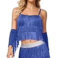 thumbnail image 1 of AWZXDE Women's Fashion Solid Color Sequin Latin Dance Top with Fringe Strapless Performance Clothing for Party Blue,L, 1 of 4