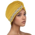thumbnail image 1 of AWZXDE Women's Fashionable Winter Hat with Ruffle Detail Soft Turban Wrap Cap for Cold Weather Yellow, 1 of 2