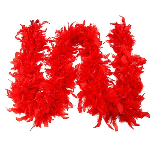 AWZXDE Women's Festive Pompom & Feather Trimmed Performance Scarf - Showstopper for Parties & Celebrations red,One Size