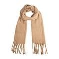 thumbnail image 1 of AWZXDE Women's Fringed Solid Color Long Scarf - Soft & Breathable Flowy Wrap for Everyday and Layered Styling Khaki,One Size, 1 of 4