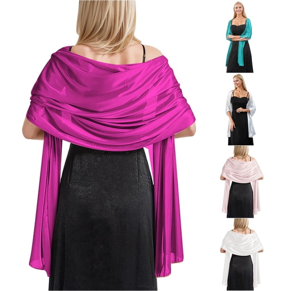AWZXDE Women's Gorgeous Graceful Silk Scarf Shimmery Satin Shawl Wraps For Party Dress Soft Wrap Shawl Ladies Purple,One Size