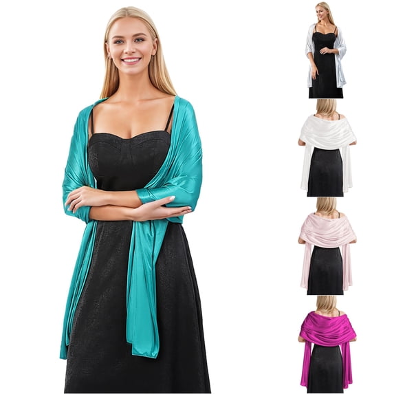 AWZXDE Women's Gorgeous Graceful Silk Scarf Shimmery Satin Shawl Wraps For Party Dress Women Cover up Shawl Green,One Size