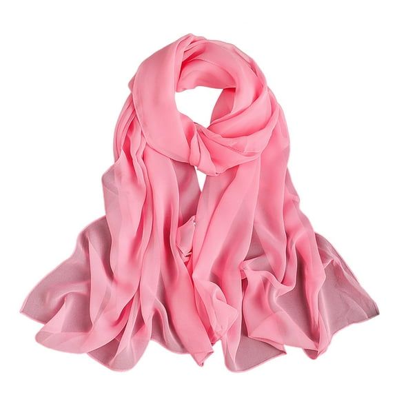 AWZXDE Women's Gradient Color Elegant Long Silk Scarf - Flowy Wrap for Spring/Summer Styling Pink,One Size