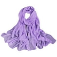 thumbnail image 1 of AWZXDE Women's Gradient Color Elegant Long Silk Scarf - Flowy Wrap for Spring/Summer Styling Purple,One Size, 1 of 2