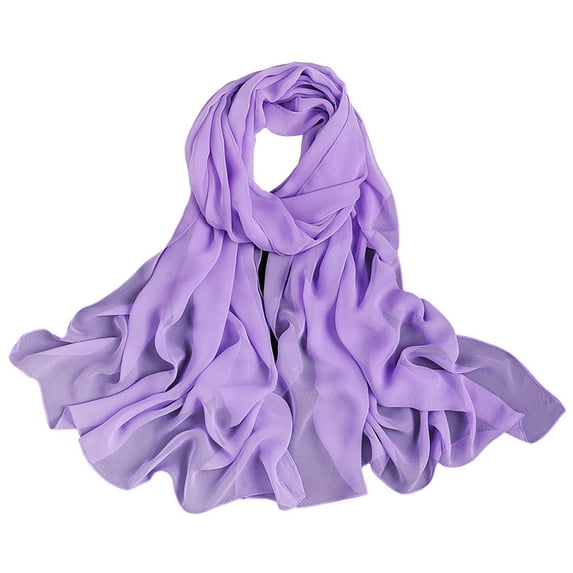 AWZXDE Women's Gradient Color Elegant Long Silk Scarf - Flowy Wrap for Spring/Summer Styling Purple,One Size