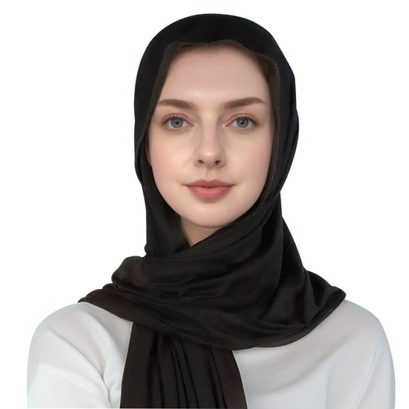AWZXDE Women's Head Cover Scarf with Brim and Pull On Design, Solid Color Head Wrap for Women, Easy One Layer Scarf for Daily Wear Black