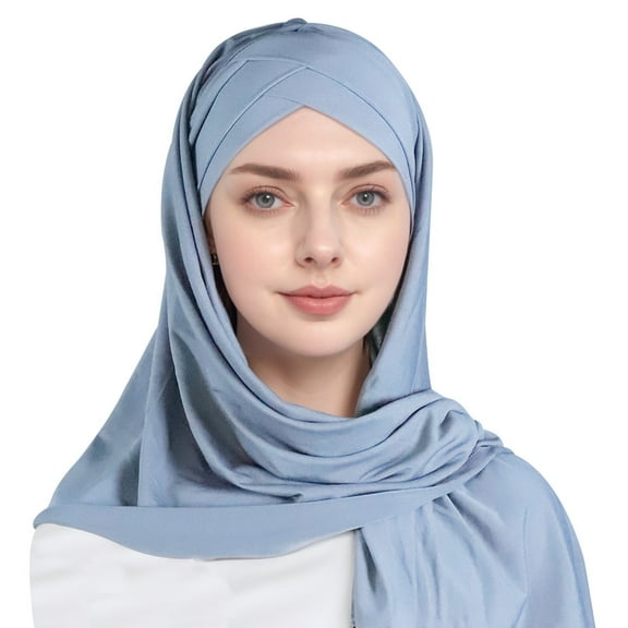 AWZXDE Women's Head Cover Scarf with Cap and Cross Front Tie, Solid Color Head Wrap for Women, Breathable Protective Scarf for Outdoor Grey