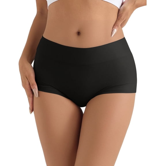 AWZXDE Women's High Rise Cotton Underwear Full Coverage Briefs Soft Stretch Breathable Seamless Rear Lift Belly Control Panties Cotton Underwear For Women Black