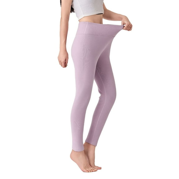 AWZXDE Women's High Waist Stretchy Yoga Leggings Solid Color Comfortable for Casual Wear and Exercise with High Elasticity Everyday Use Light Purple,L