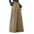 thumbnail image 1 of AWZXDE Women's High Waist Wide Leg Palazzo Pants with Belt and Plisse Detail, Elegant Dark Flare Pants for Party Wear Khaki,S, 1 of 5
