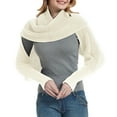 thumbnail image 1 of AWZXDE Women's Hollow-Out Knitted Pure Color Shawl Scarf with Sleeves - Warm Wrap for Cool Evenings, All-Season Fashion Piece White,One Size, 1 of 4