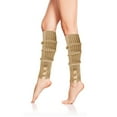 thumbnail image 1 of AWZXDE Women's Knit Leg Warmers with Button Detail, Stackable Socks for Boots Khaki,A, 1 of 5