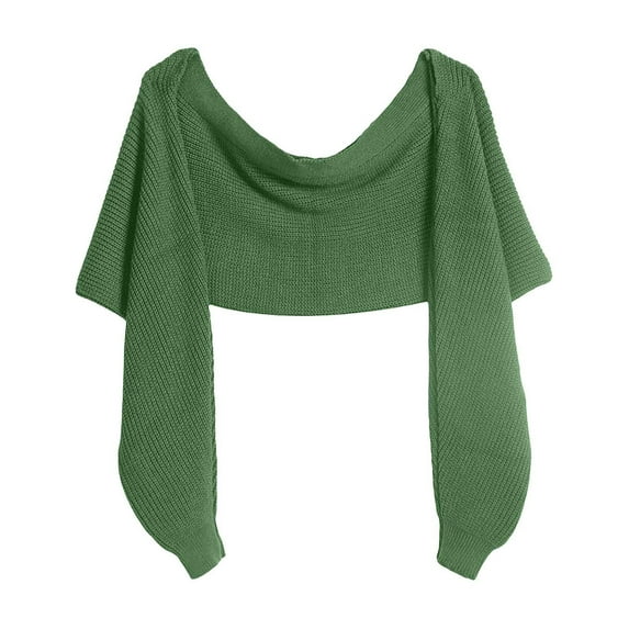 AWZXDE Women's Knit Scarf with Sleeves for Fall and Winter, Solid Color Poncho Shawl for Women, Warm Long Sleeve Wrap for Outdoor Activities Green