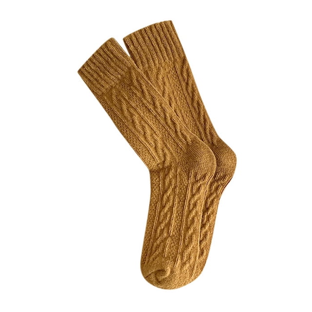AWZXDE Women's Knit Socks, Retro Slouch Socks for Winter Yellow,One Size