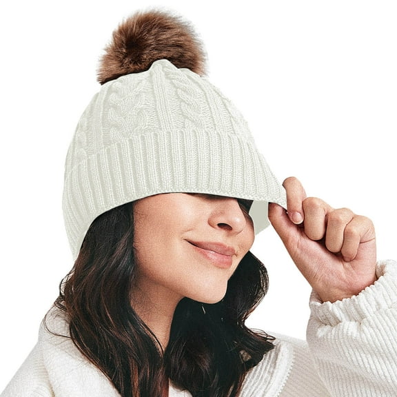 AWZXDE Women's Knitted Hat for Autumn Winter Thick Warm Cold Proof Fashion Leisure Cap Fashion Outdoor Travel Versatile Accessory White,One Size