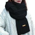 thumbnail image 1 of AWZXDE Women's Knitted Solid Color Extra Long Fashion Fashion Versatile Suitable for Outdoor Wear Warm Knitted Scarf Black,One Size, 1 of 4