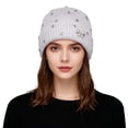 thumbnail image 1 of AWZXDE Women's Lightweight Pearl Knitted Hat with Ear for Cold Weather Comfort and Stylish Daily Wear White, 1 of 4