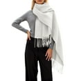 thumbnail image 1 of AWZXDE Women's Long Solid Color Fringe Design Scarf Casual Versatile Fashion for Side Draping Basic Style Warm Accessory WH1,One Size, 1 of 5