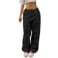 thumbnail image 1 of AWZXDE Women's Low Rise Cargo Pants Relaxed Fit Elastic Waist Streetwear Style Casual Pants to Crop Top Black,XL, 1 of 6