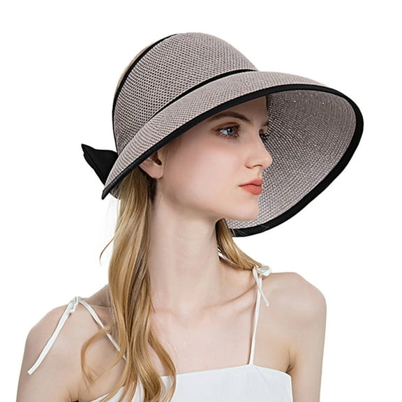 AWZXDE Women's Outdoor Solid Sun Hat with Back Bow, Finish Casual Cap for Sun Grey,One Size