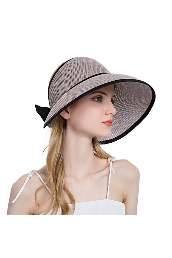 Women's Outdoor Solid Sun Hat with Back Bow, Finish Casual Cap for Sun Grey,One Size