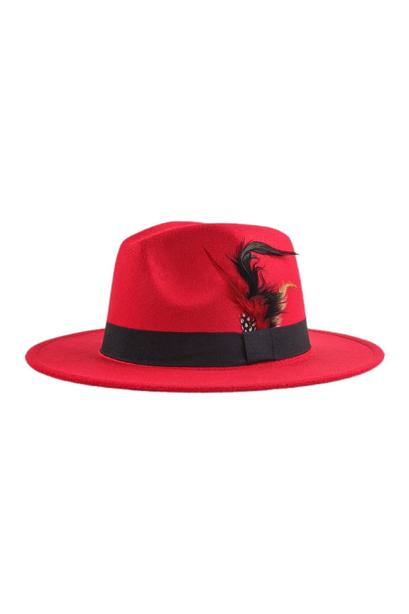Women's Retro Outdoor Event Feather Mini Top Hat, Fashion Accessory Red,One Size