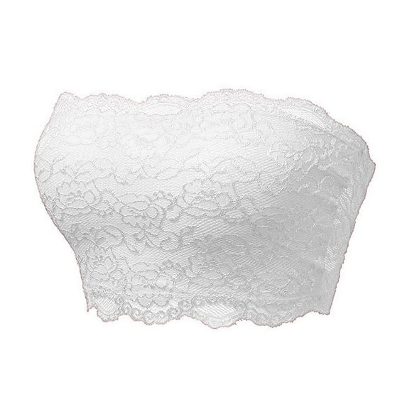 AWZXDE Women's Seamless Lace Bandeau Tube Top Beauty Back Wireless Seamless Underwear For Women Unpadded For Fashion Wear White