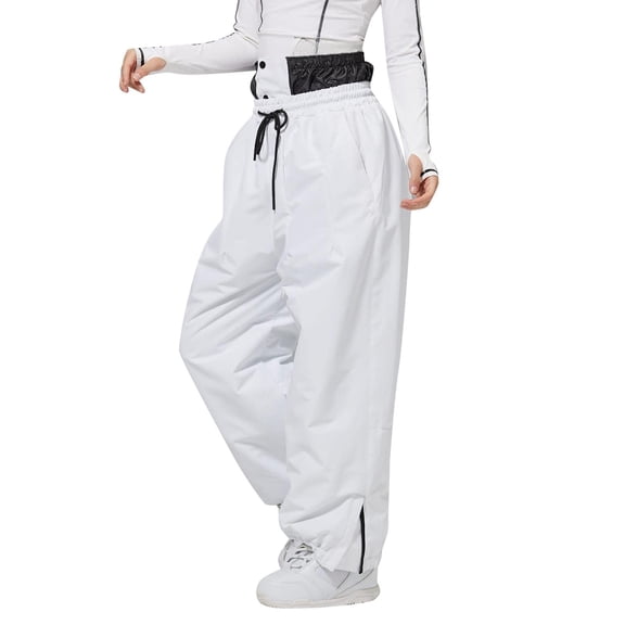 AWZXDE Women's Skisuit Ski Jackets and Pants Set Windproof Leisure Insulated Snowsuit Winter Warm Snowboarding Coat for Everyday Wear White,XL