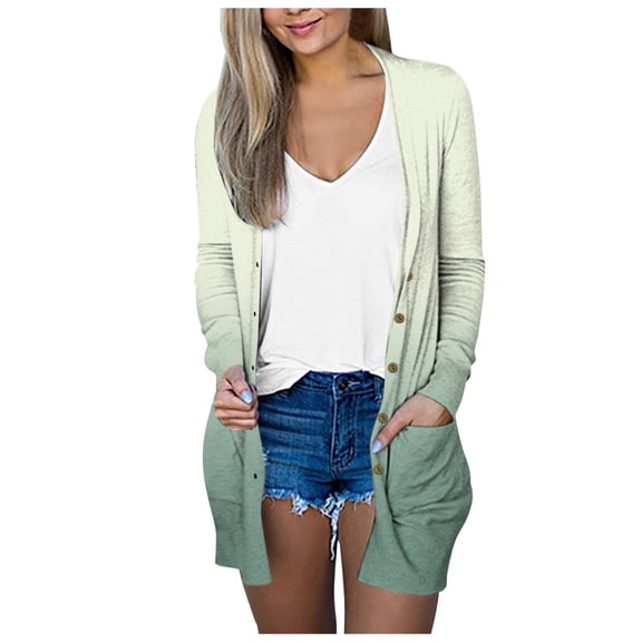 AWZXDE Women's Solid Color Button Style Pocket Loose Comfortable Warm Casual Slim Long Length Versatile Coat Beige,XL