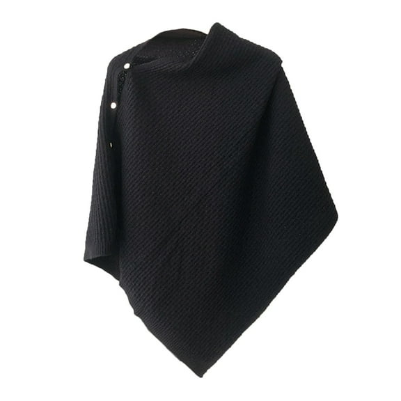 AWZXDE Women's Solid Color Functional Knit Shawl Warm Scarf - Versatile Wrap Poncho for Winter Layering Black,One Size