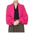 thumbnail image 1 of AWZXDE Women's Solid Color Knitted Shawl Cardigan Wrap - Oversized Long Sleeve Open Front Poncho Scarf for Fall PK1,One Size, 1 of 3