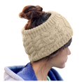 thumbnail image 1 of AWZXDE Women's Solid Color Knitted Visor,Winter Fashion Open Top Cap for Style Beige,One Size, 1 of 4