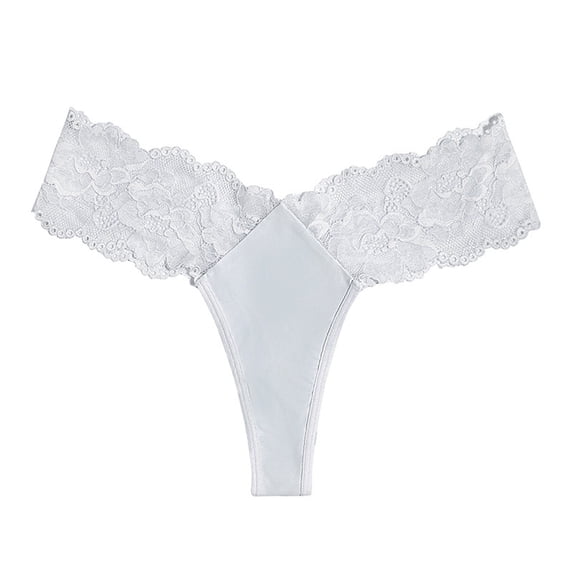 AWZXDE Women's Solid Color Lace Bikini Panties Comfortable Soft Stretch Breathable Hipster Style Panties For Women White,L