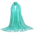thumbnail image 1 of AWZXDE Women's Solid Color Lace Cut-Out Fringe Silk Scarf Shawl - Elegant & Delicate Layering for summer Mint Green,A, 1 of 4