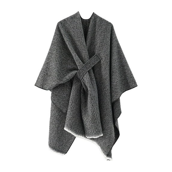 AWZXDE Women's Solid Color Large Split Warm Casual Comfort Loose Versatile Cape for Daily Leisure Wear Black,One Size