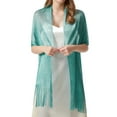 thumbnail image 1 of AWZXDE Women's Solid Color Metallic Thread Lightweight Sheer Shawl - Elegant Thin Wrap for Evening & Dressy Occasions Green,One Size, 1 of 5