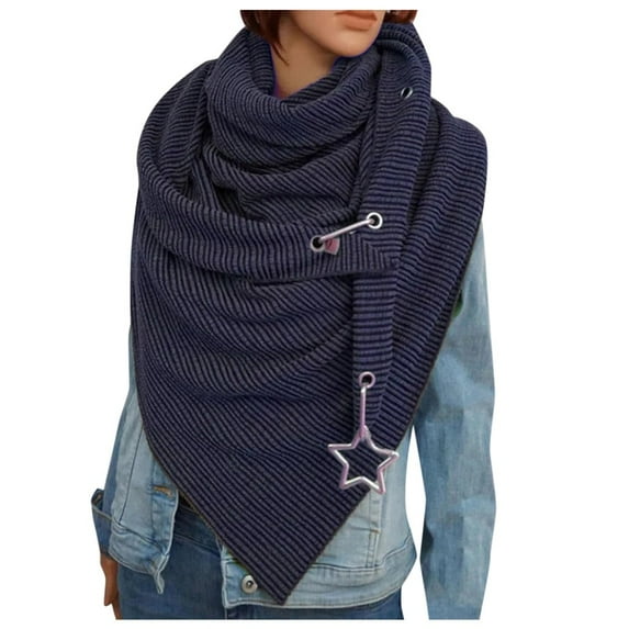 AWZXDE Women's Solid Color Oversized Fashion Scarf Wide Wrap for Stylish Winter & Fall Blue,One Size