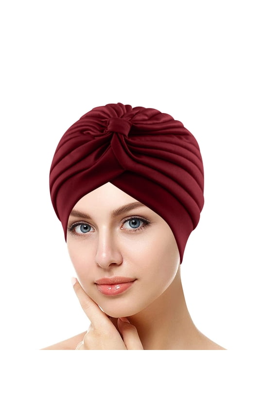 Women's Solid Color Stretchy Comfortable Basic Cap Pull On Headwrap Knit Hat RD2