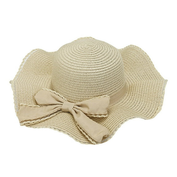 AWZXDE Women's Solid Sun Hat with Ruffle Brim,Cap for Casual Style and Sun Beige,One Size