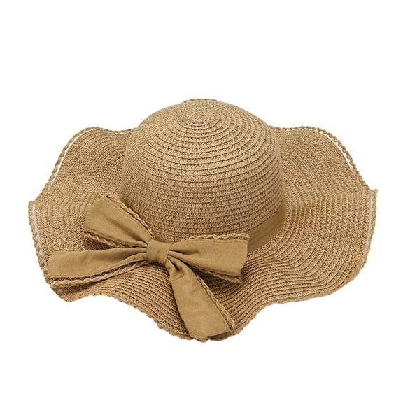 AWZXDE Women's Solid Sun Hat with Ruffle Brim,Cap for Casual Style and Sun Khaki,One Size