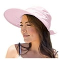 thumbnail image 1 of AWZXDE Women's Solid Wide Brim Sun Hat with Bow, Casual Cap for Beach Pink,One Size, 1 of 4