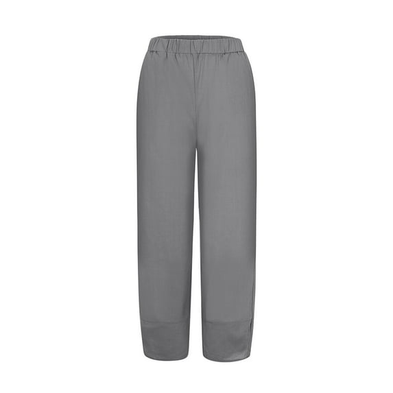 AWZXDE Women's Straight Leg Pants Solid Color Soft Fabric Comfortable Non Tight Elastic Waist Ordinary Casual Grey,XXL