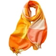thumbnail image 1 of AWZXDE Women's Striped & Checkered Elegant Fall Winter Shawl Scarf - Oversized Plaid Poncho Wrap for Cold Weather Style Orange,One Size, 1 of 4