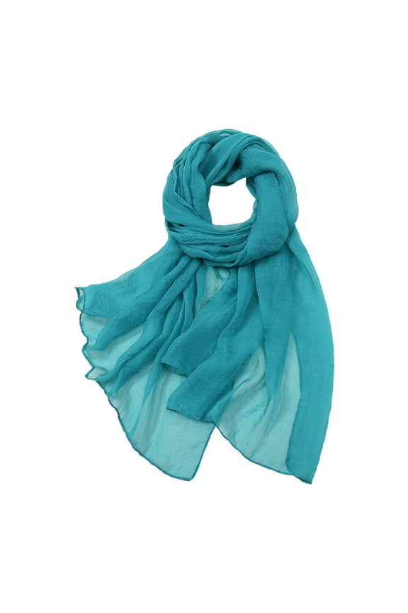 Women's Summer Casual Solid Color Sheer Chiffon Sun Scarf - Lightweight Breathable Beach Wrap for Outdoor Travel Blue,One Size