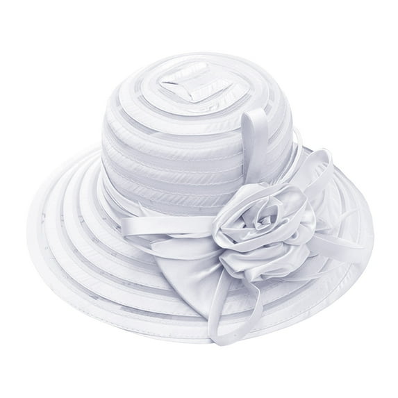 AWZXDE Women's Summer Solid Beach Sun Hat with Lace Mesh, Elegant Cap White,One Size