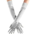 thumbnail image 1 of AWZXDE Women's Summer Solid Satin Wedding Photo Gloves, Party Bride outfit Accessory for Formal Events Silver, 1 of 3