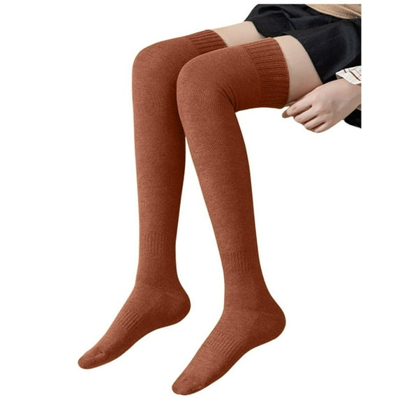 AWZXDE Women's Thick Over-The-Knee Socks, Warm Leggings for Winter Outfits Brick Red,One Size