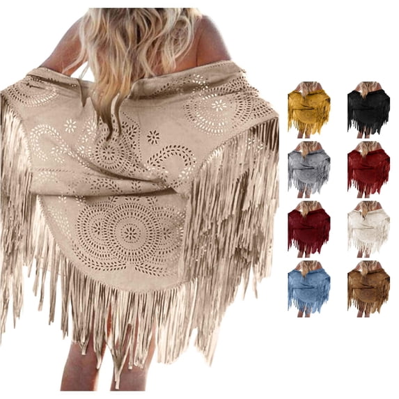 AWZXDE Women's Top Tassel Cape Bucket Wraps Classic Knitted Shawl Elegant Shoulder Cover Up for Evening Parties Women Wrap Shawl Khaki,One Size