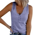 thumbnail image 1 of AWZXDE Women's V-Neck Wide Strap Fashion Street Party Sleeveless Button Vertical Strip Corduroy Casual Tank Top Shirt T-Shirt Purple,L, 1 of 8